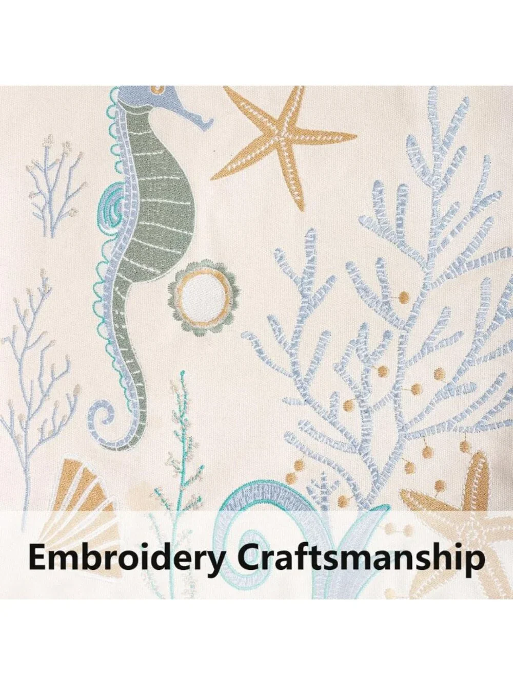 Ocean-Inspired Embroidered Tote Bag for Women | Summer Canvas Beach & Grocery